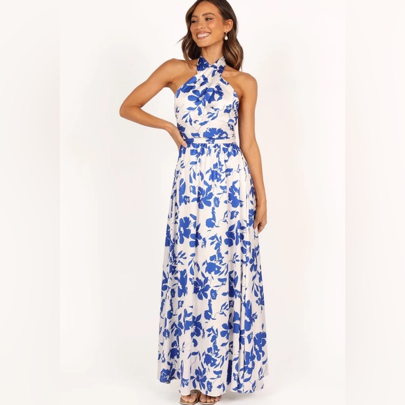 Petal & Pup | ALLORA HALTER DRESS - BLUE FLORAL Maxi Dress | S NWT - Picture 3 of 12